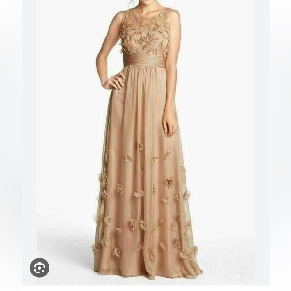Floral Appliqué Chiffon Gown